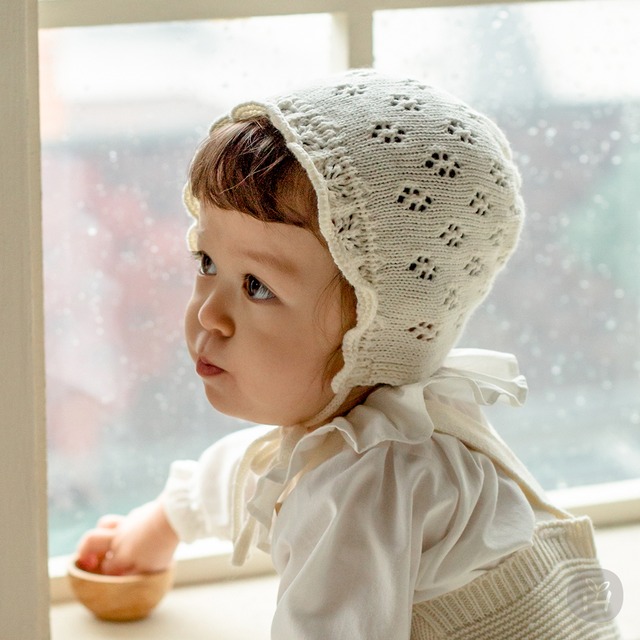 ※お洋服と同梱限定※【即納】<Happyprince>  Reeve knit baby bonnet