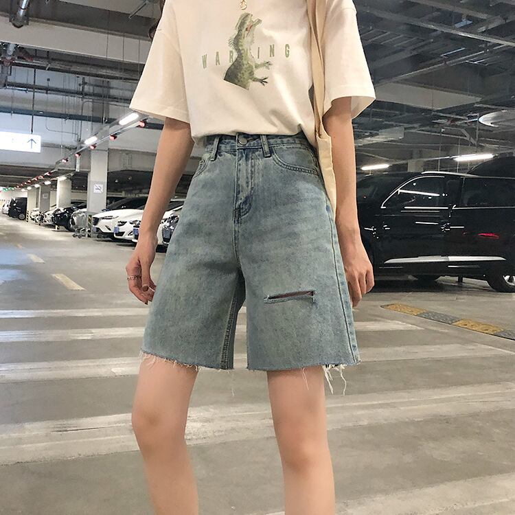 ハーフパンツ レディース ジーンズ ショートパンツ 切りっぱなし カットオフ 韓国 デニム かわいい Cospa Fashion