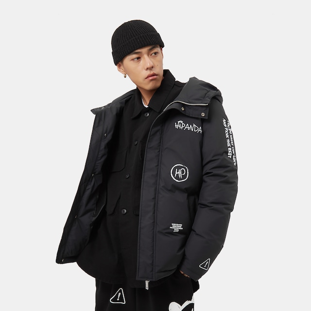 送料無料 【HIPANDA ハイパンダ】メンズ ダウンジャケット MEN'S DOWN JACKET / BLACK