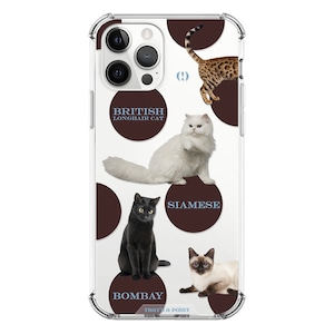 【that's a point】dot cats brown pattern / iphone スマホ ケース カバー  ジェリー ソフト ハード  キャット 猫 韓国 雑貨