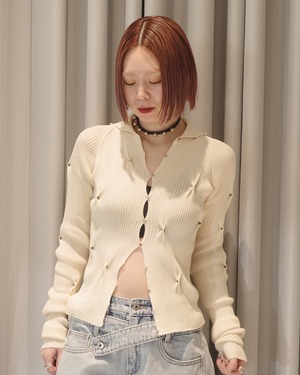 【26SS】Create Clair クリエイトクレイル / PIC TUCK RIB CARDIGAN / カーディガン
