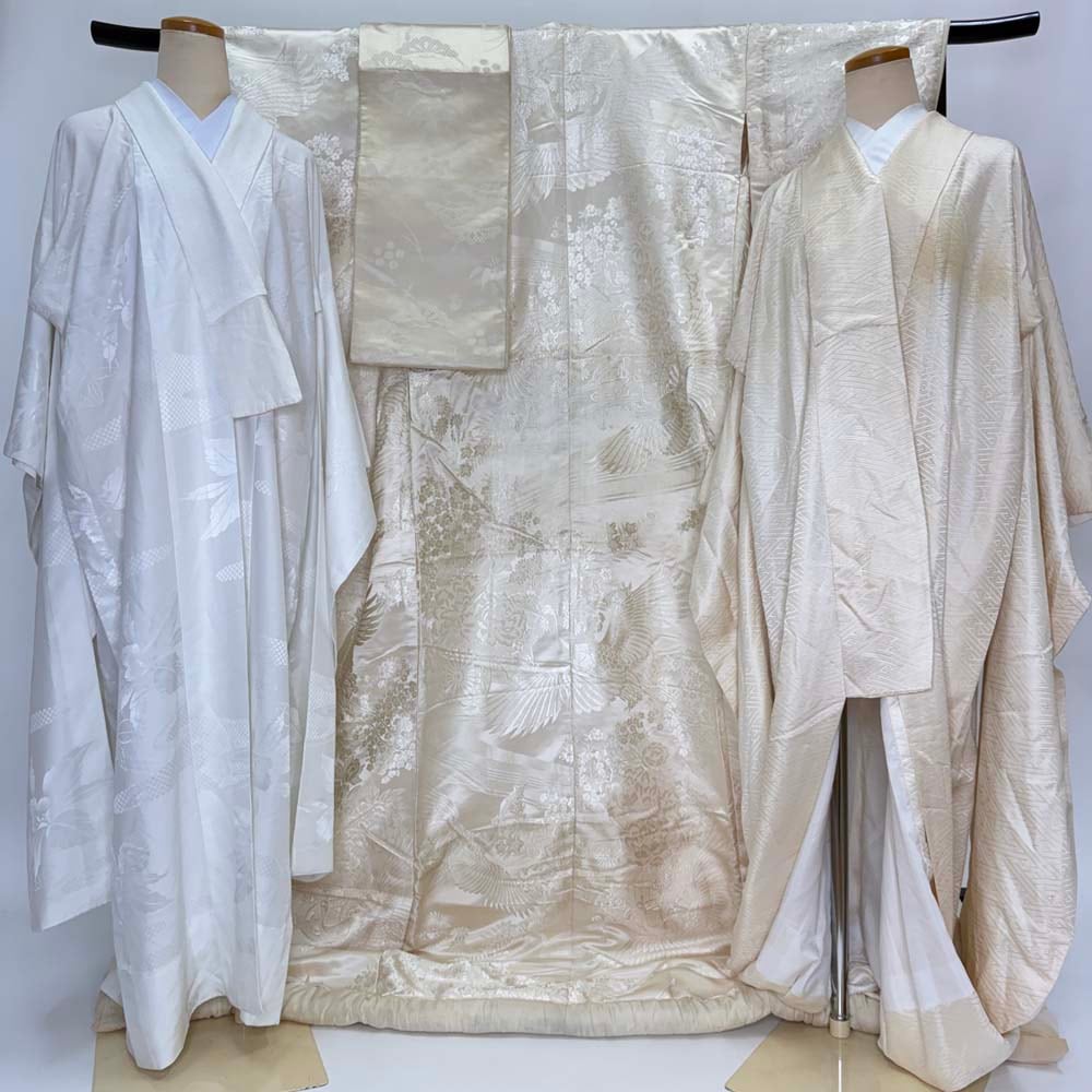 白打掛 4点セット 帯 掛下 白無垢 襦袢 白 撮影用 結婚式 花嫁衣装 裄