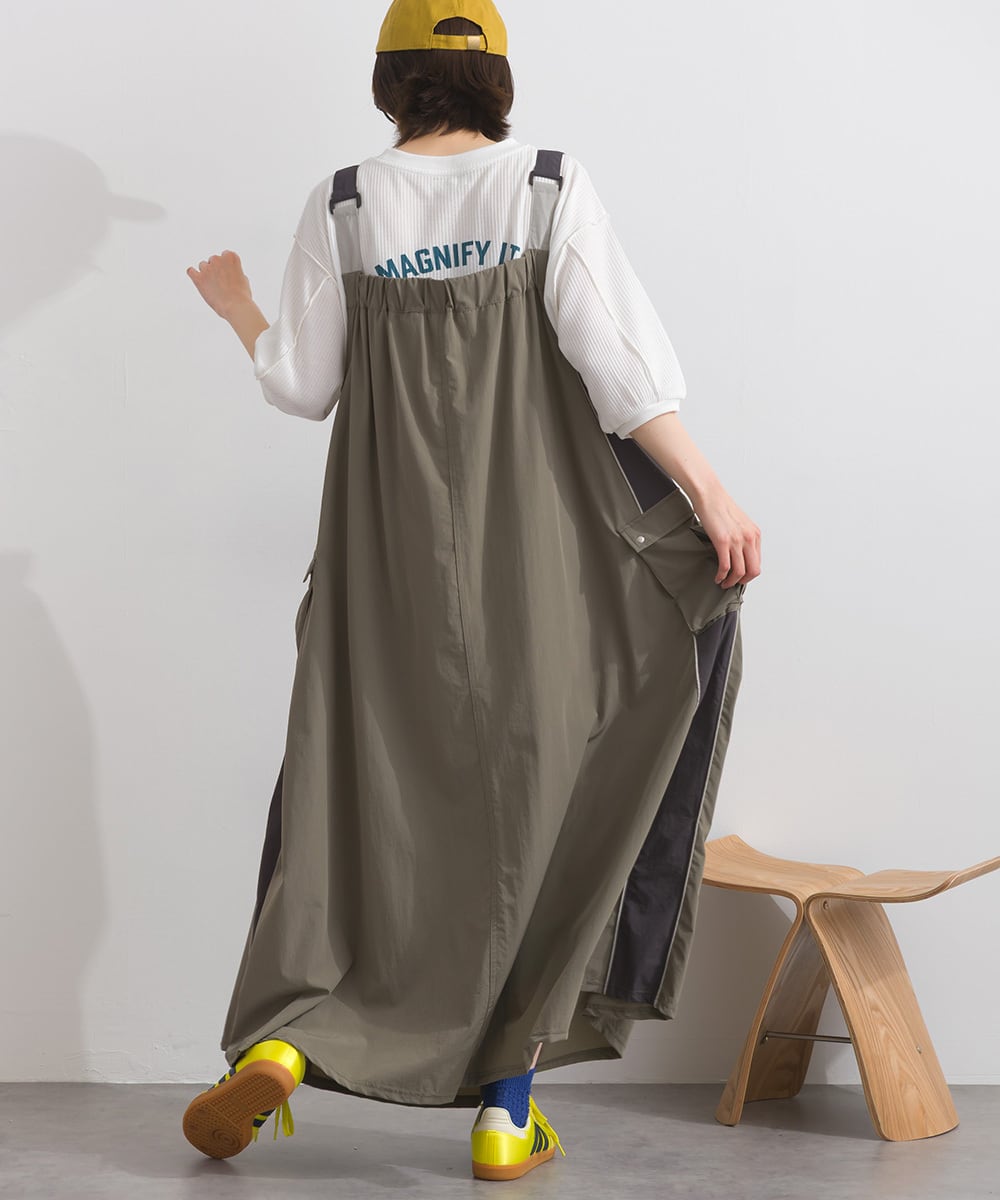 J261101 ストレッチナイロン配色ジャンパースカート / Stretch Nylon