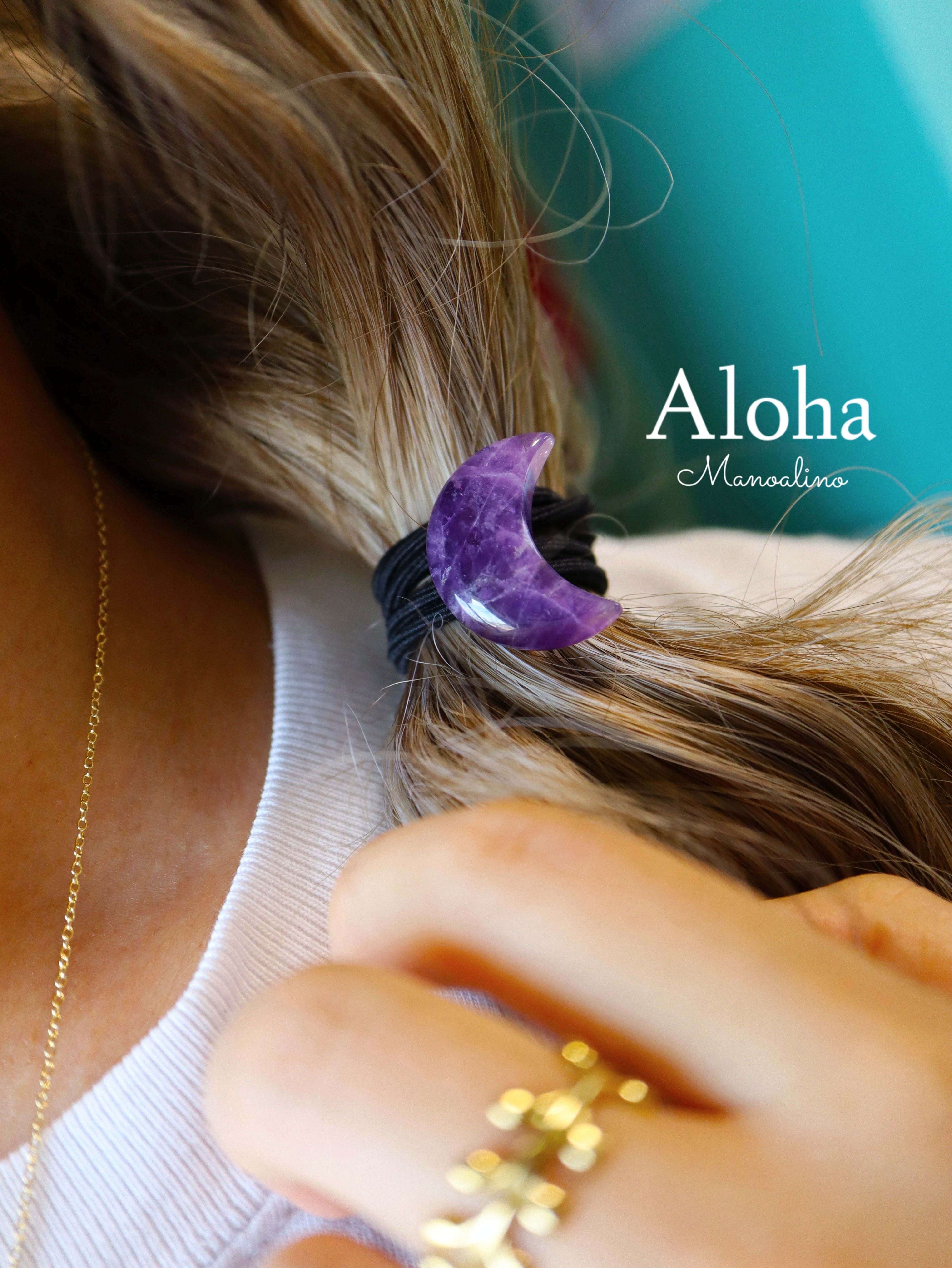 Mahina moon amethyst hair accessory(月アメジストヘアゴム