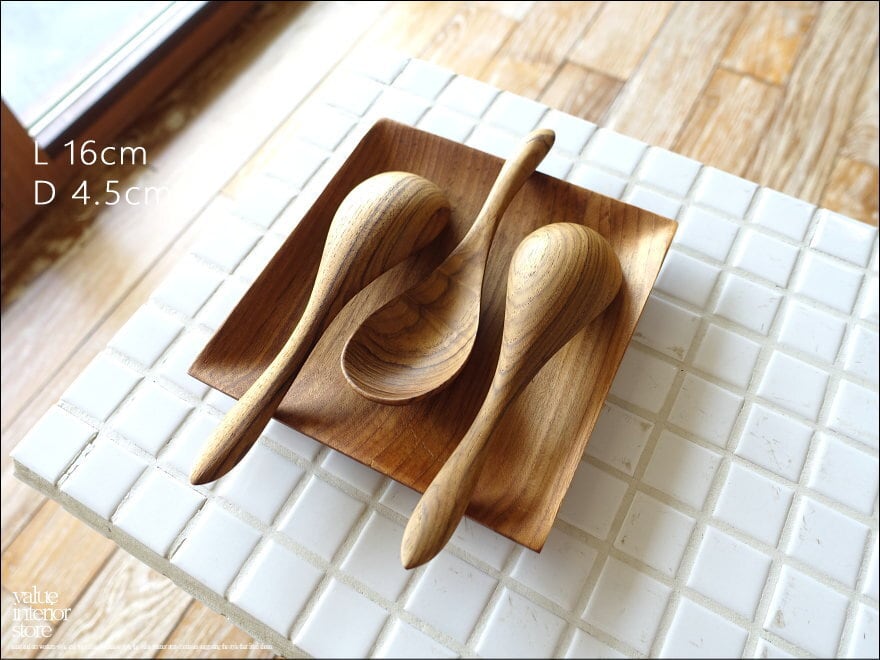 チーク無垢材 ディナースプーンL16cm スープスプーン カレースプーン レンゲ 木製カトラリー ウッドスプーン 世界三大銘木