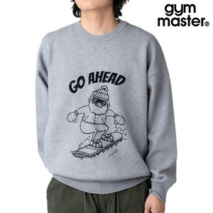 gym master ジムマスター ジャガードニット GO AHEAD クルーネック メンズ レディース ゆったり LOVE＆PEACE G821765 杢グレー