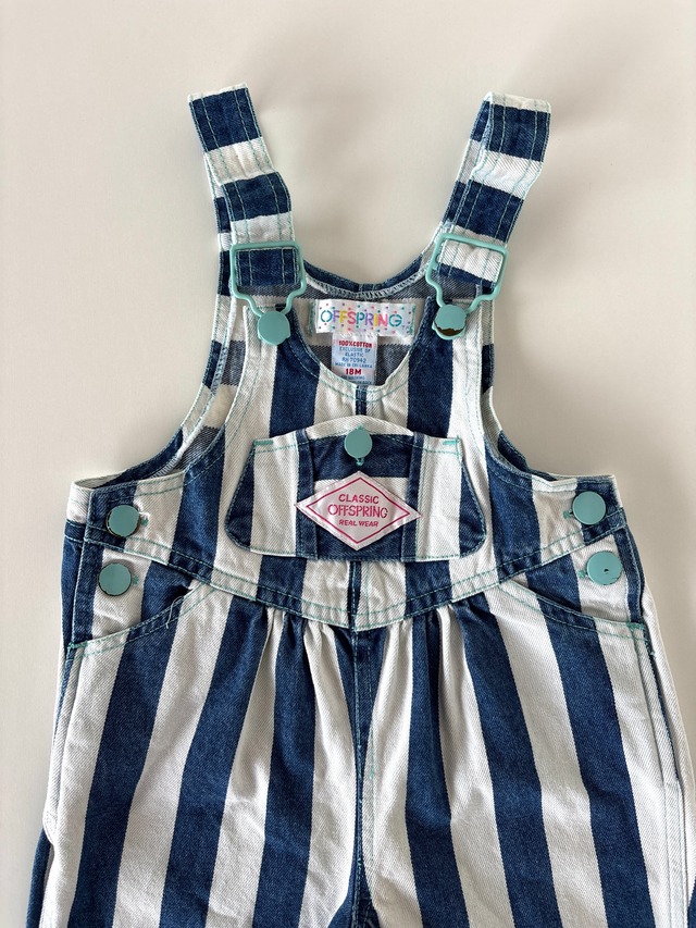 【18m・vintage】OFFSPRING ストライプオーバーオール