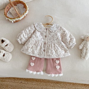 【BABY&KID】ピンクフラワー厚手アウター