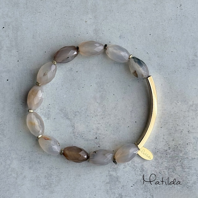 【再販】Tube & stone bracelet（アゲート）