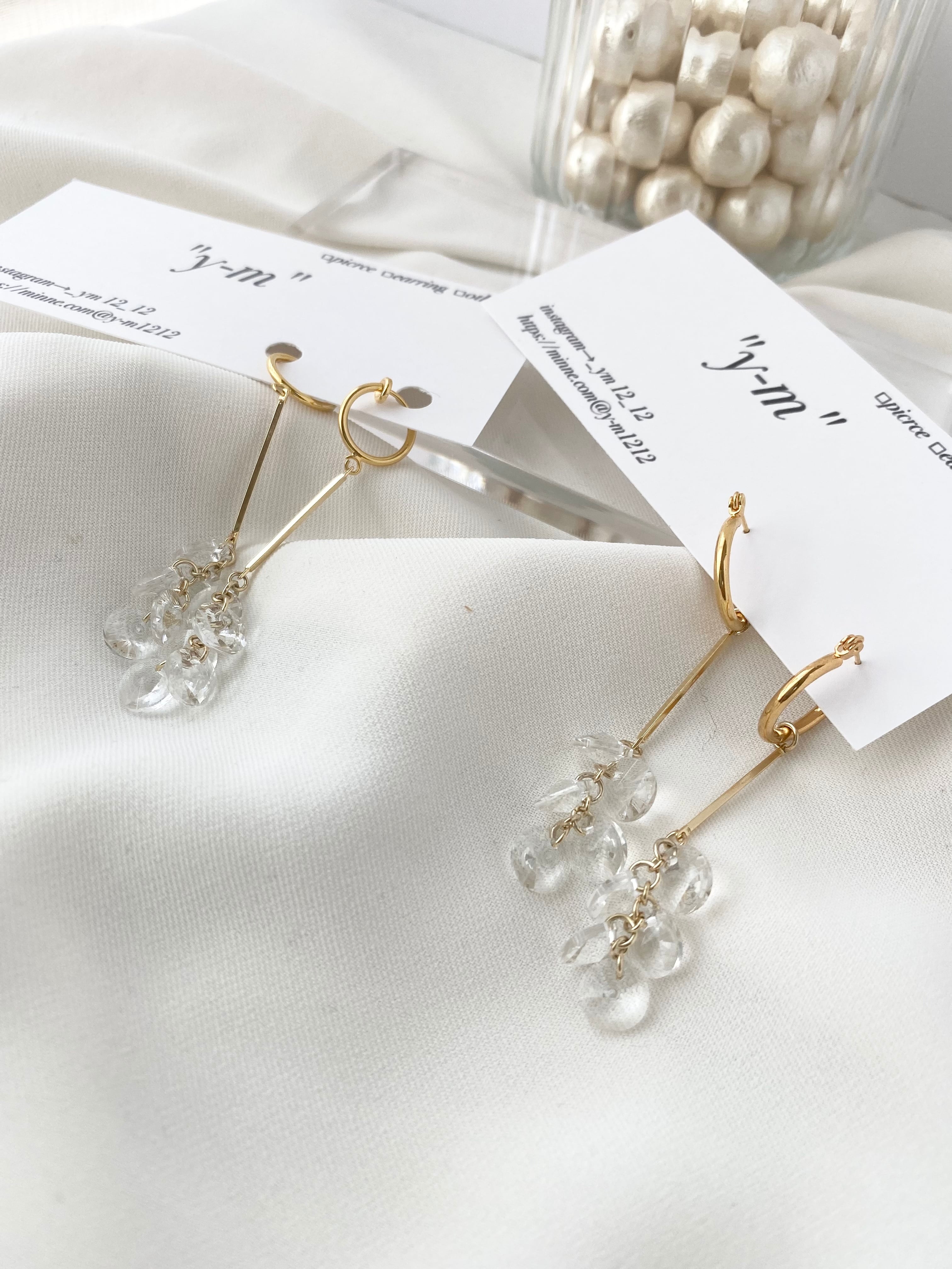 クリスタルが輝くアクセサリー/y-m-上品なハンドメイドピアス | y-m