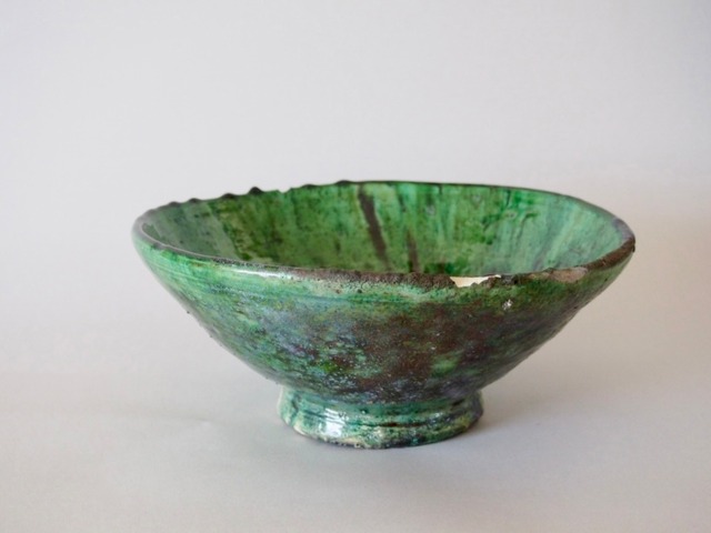 MOROCCO - TAMEGROUTE POTTERY BOWL (M) - Green
