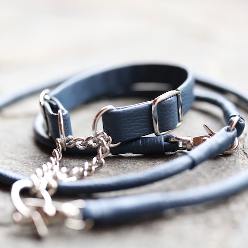 <TORAC>　Leash round＋Hook S　&　Half choke collar ML20 （インディゴ）