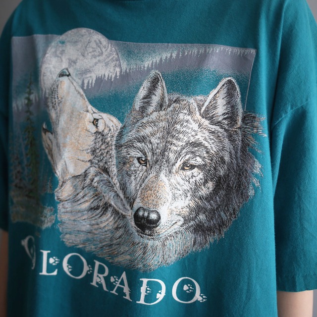 "狼" box print h/s big tee