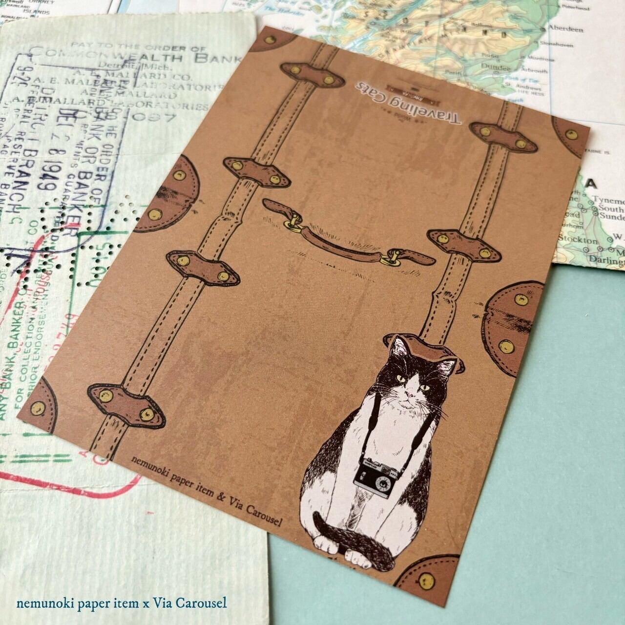 世界を旅する猫たち トランクミニレターセット | Via Carousel