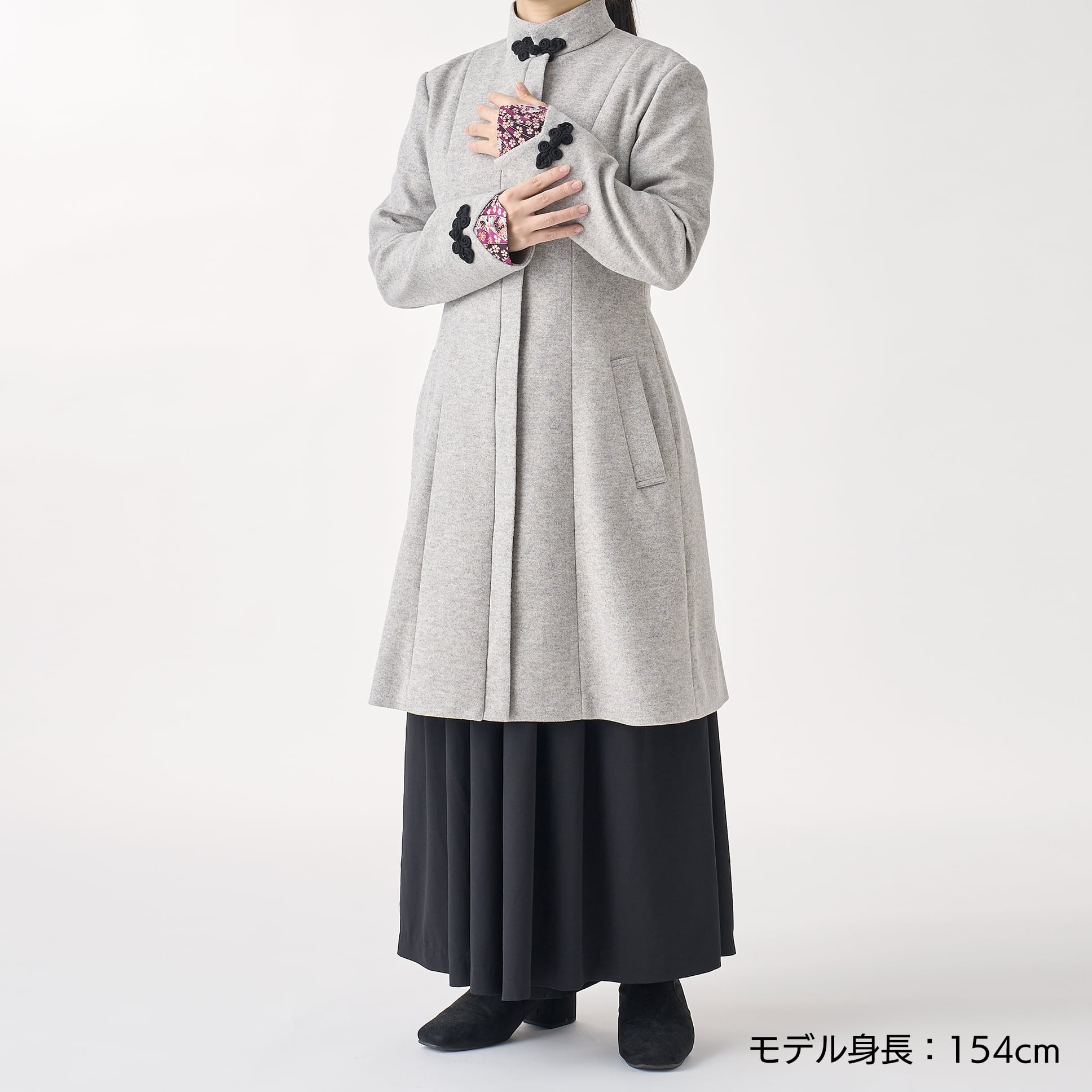 和漢折衷 和柄切替チャイナ風スタンドコート | atelier gekka