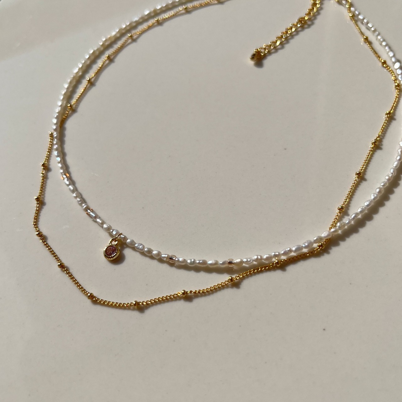 極小パール 2連ネックレス　［GKN036］