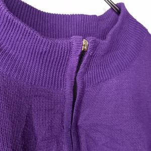 MARX&DUTCH COLLECTION　ハイゲージ　ハーフジップニット　セーター　無地　薄手　パープル　XL