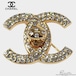 【CHANEL】シャネル CC ターンロック ブローチ ゴールド ラインストーン レディース【アクセサリー】