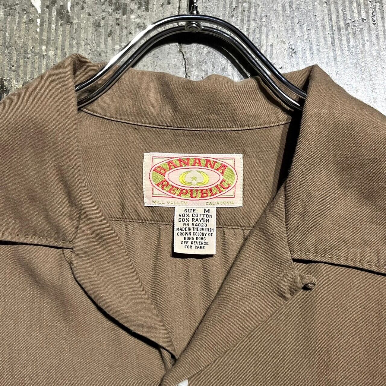 80s BANANA REPUBLIC Cotton×Rayon Open Collar Shirt 
