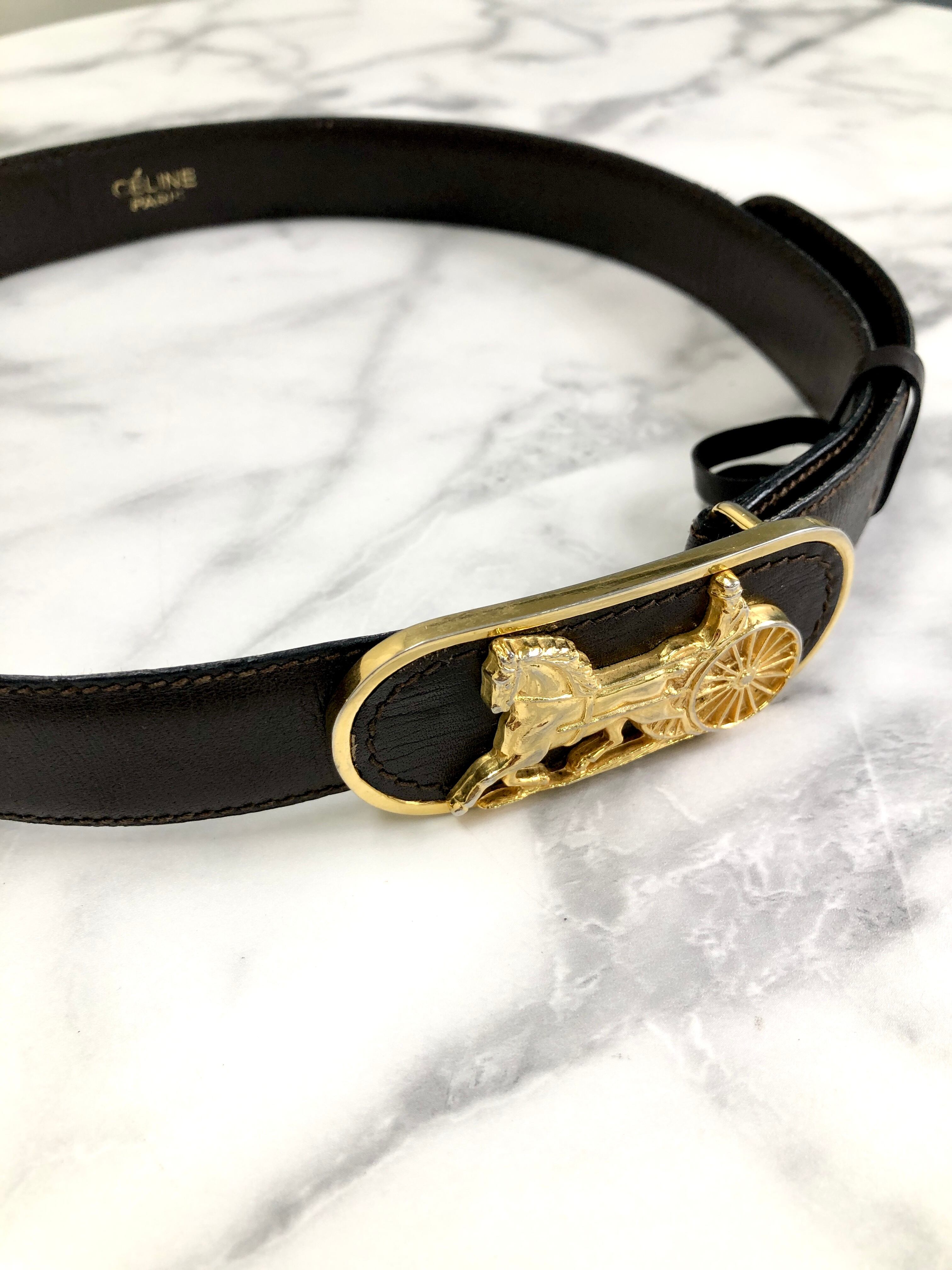 CELINE セリーヌ 馬車 ホースキャリッジ レザー ベルト ブラック