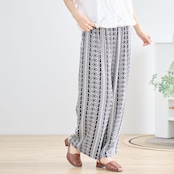 TRUBE エスニックフラワープリントリラックスワイドパンツ【M~L】ブラック