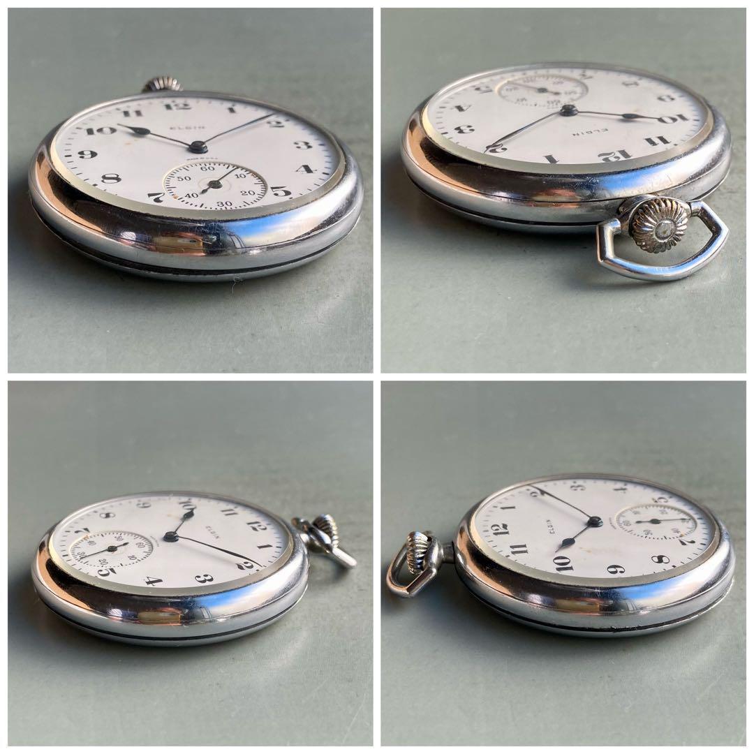 【動作品】エルジン ELGIN アンティーク 懐中時計 手巻き オープンフェイス