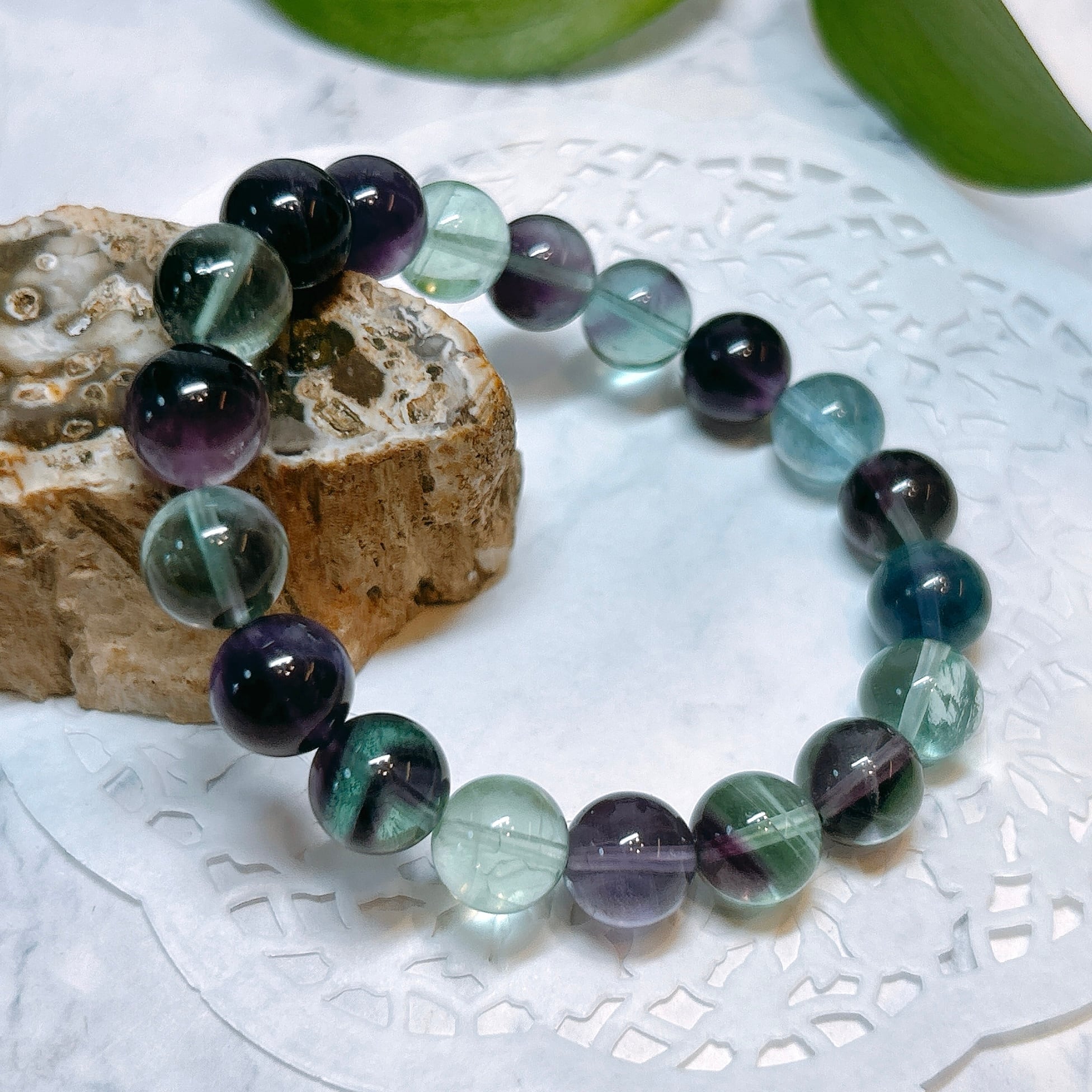 19630】フローライト パープル グリーン ブレスレット Fluorite