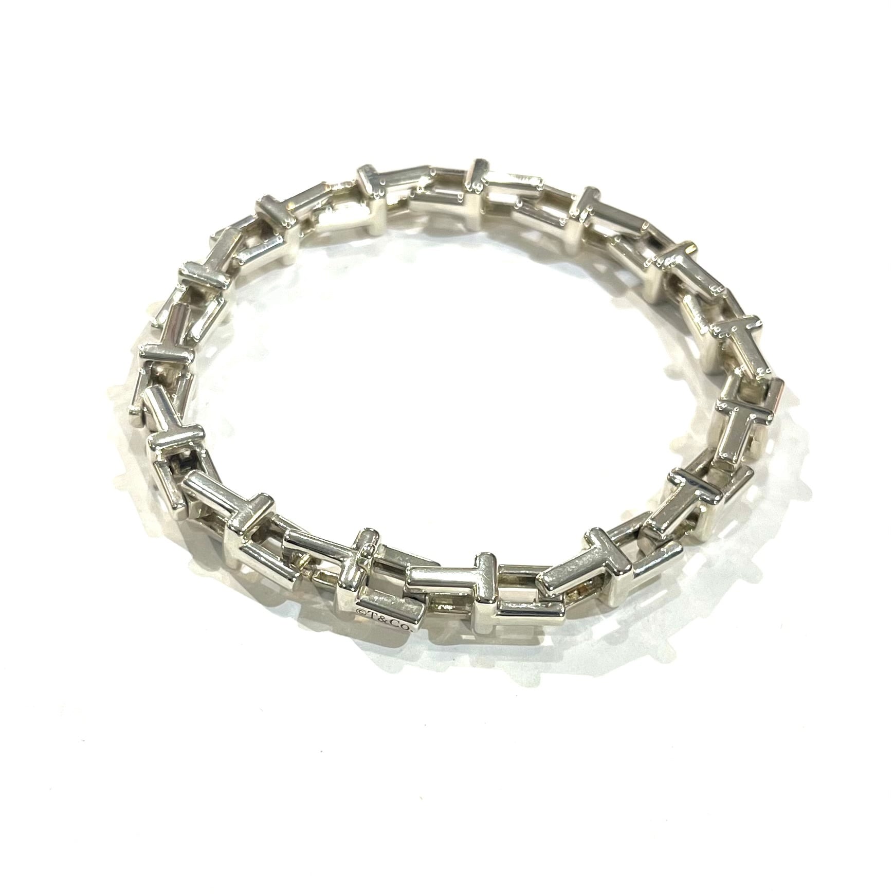 激レア【TIFFANY&CO. 】2290 重厚感Tモチーフ リンクシルバー