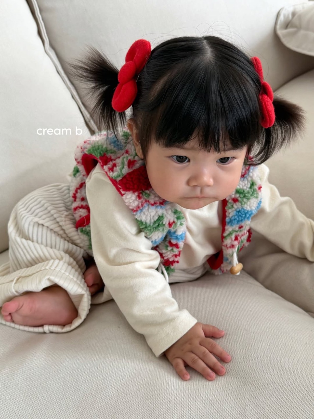 韓国子供服 / 26winter / cream bbang / ポカポカハーフネックTシャツ / キッズ / 冬服 *XXS~JS*