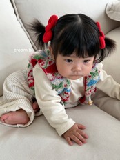 韓国子供服 / 26winter / cream bbang / ポカポカハーフネックTシャツ / キッズ / 冬服 *XXS~JS*