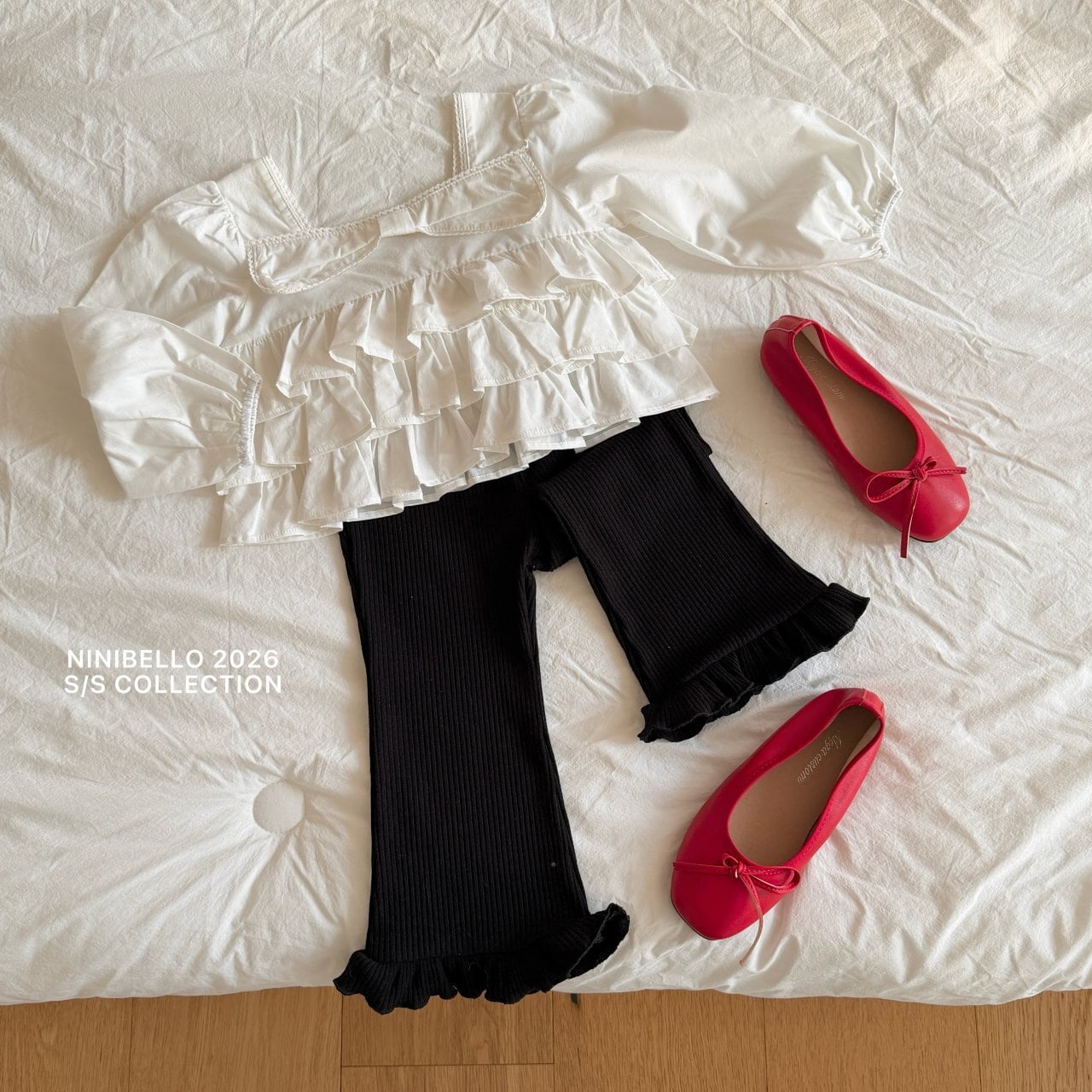 B641【即納】jamjam frill bootcut pants