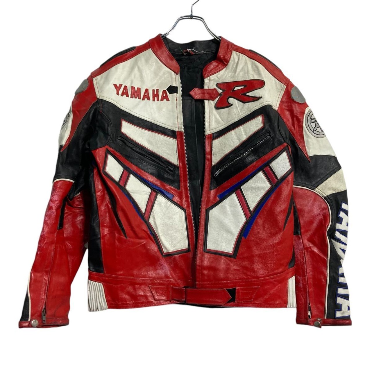 YAMAHA レザージャケット M~ レッド バイク バイカー シングル ヤマハ 