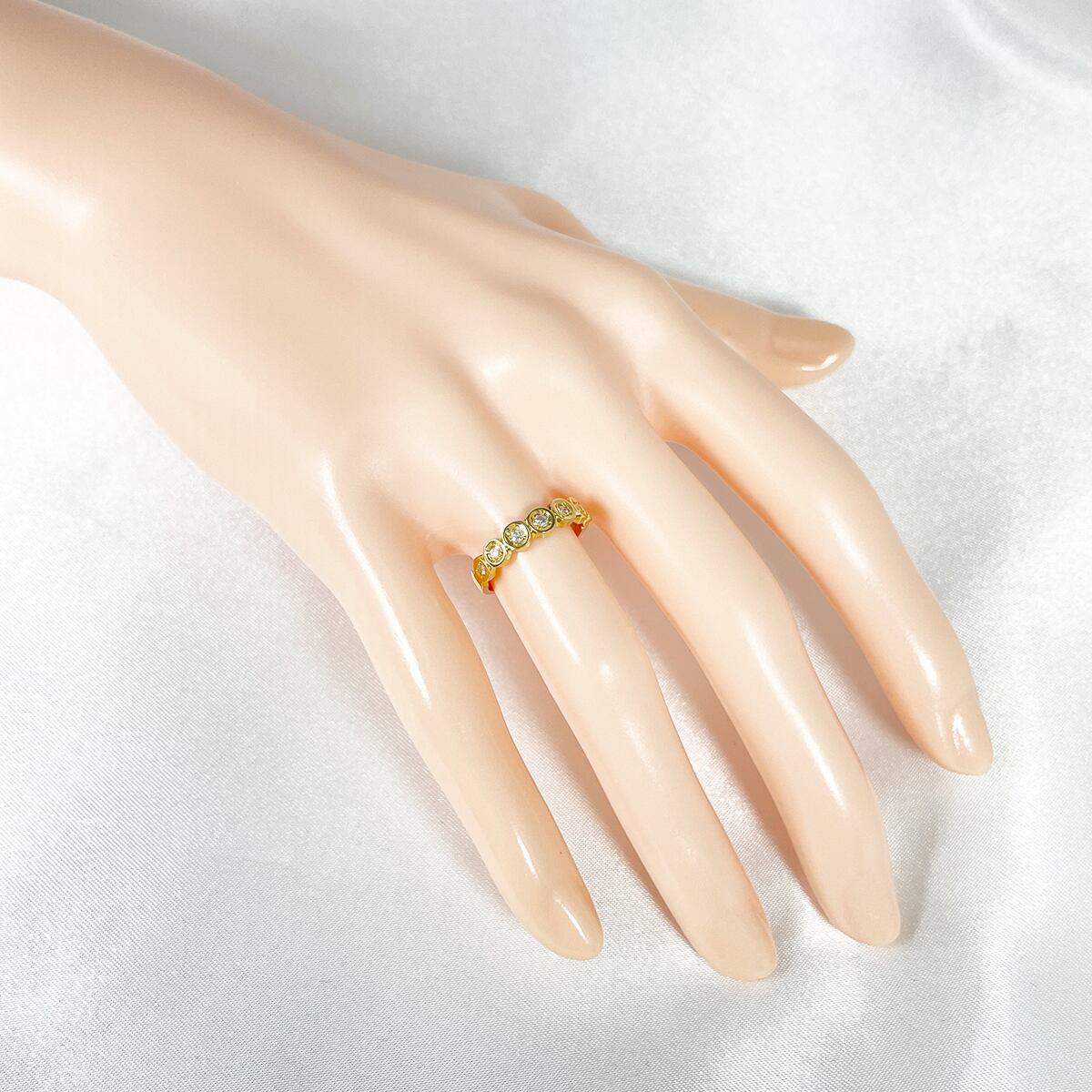 K18 天然ダイヤモンド 0.12ct ハーフエタニティリング | JEWELRY LAND 