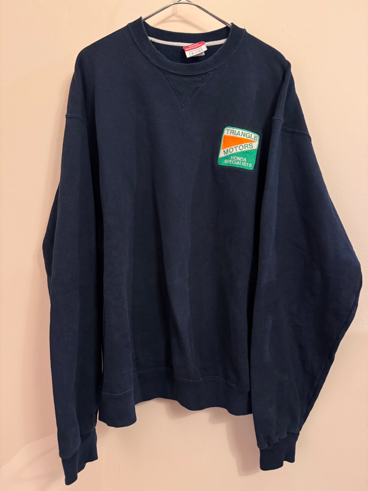 【Champion】メキシコ製 TRIANGLE MOTORS ワッペン 前Vスウェット XL
