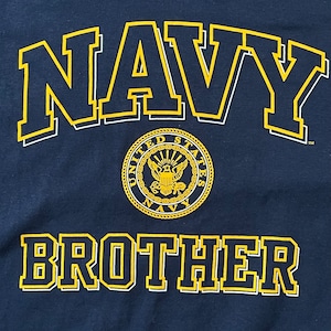 【SOFFE】NAVY BROTHER アーチロゴ プリント Tシャツ L US古着