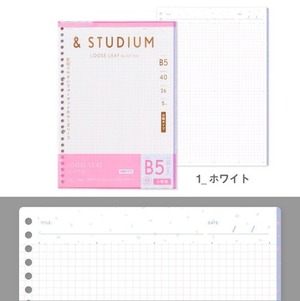 【&STUDIUM 2019新作】LOOSE-LEAF for self study 方眼フォーマット　ホワイト