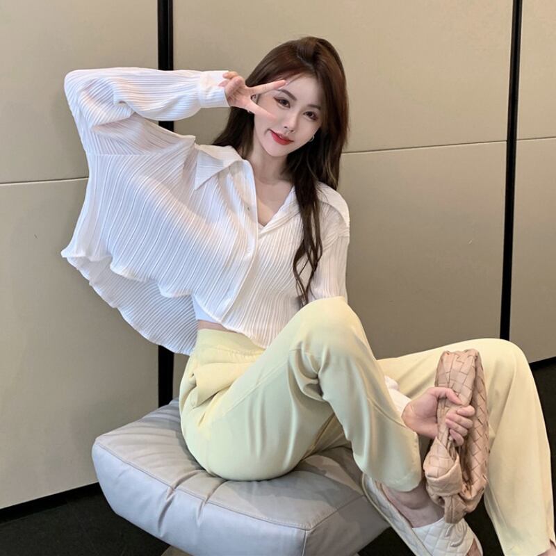 サマーパンツ ホワイトショートトップス ハイウェストウェストカジュアル 夏物 1号婦人64309383751