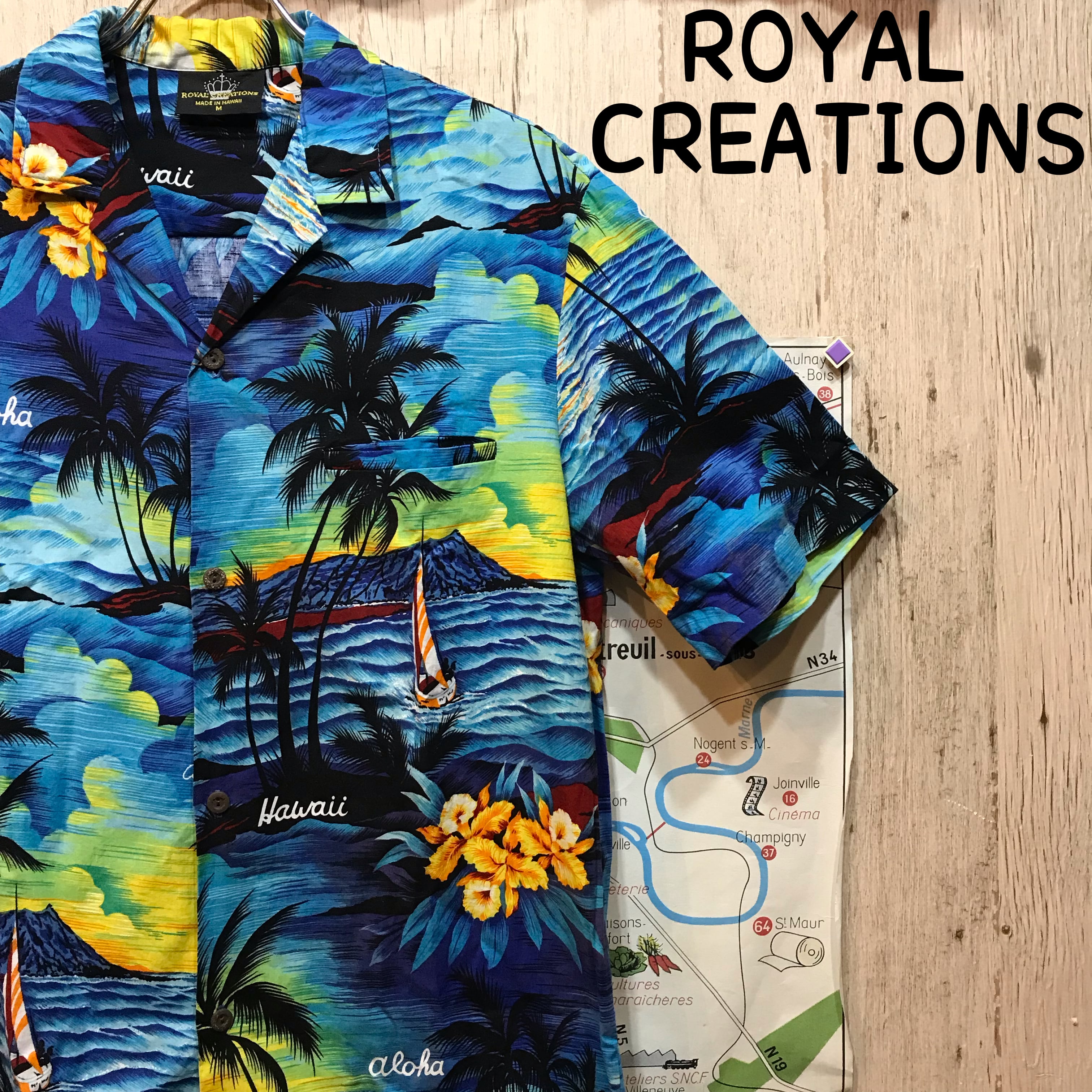 Royal creations 90s コットンアロハシャツ ハワイアン XL