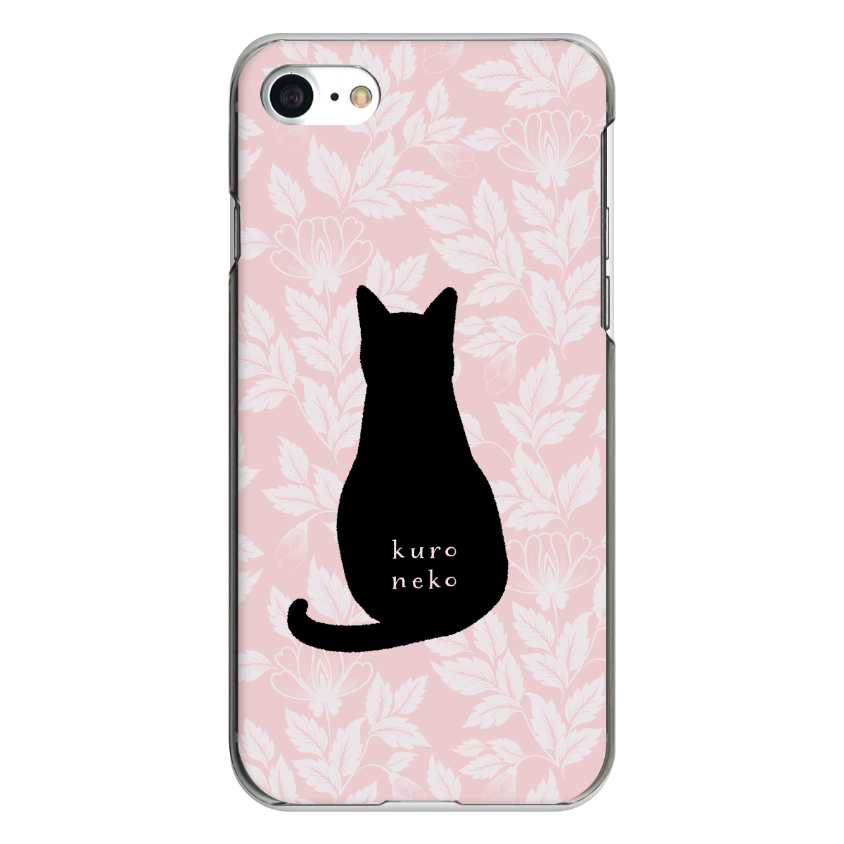 iPhone対応 スマホ ハードケース クリア クロネコ・ピンク 猫 デザイナーズ 【iPhone17 / iPhone16e / AQUOS / Xperia 他 iPhone / Android ほぼ全機種対応】 |desr2910