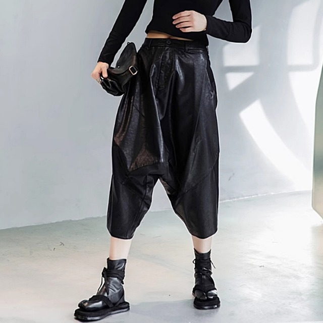 Leather harem pants C0150