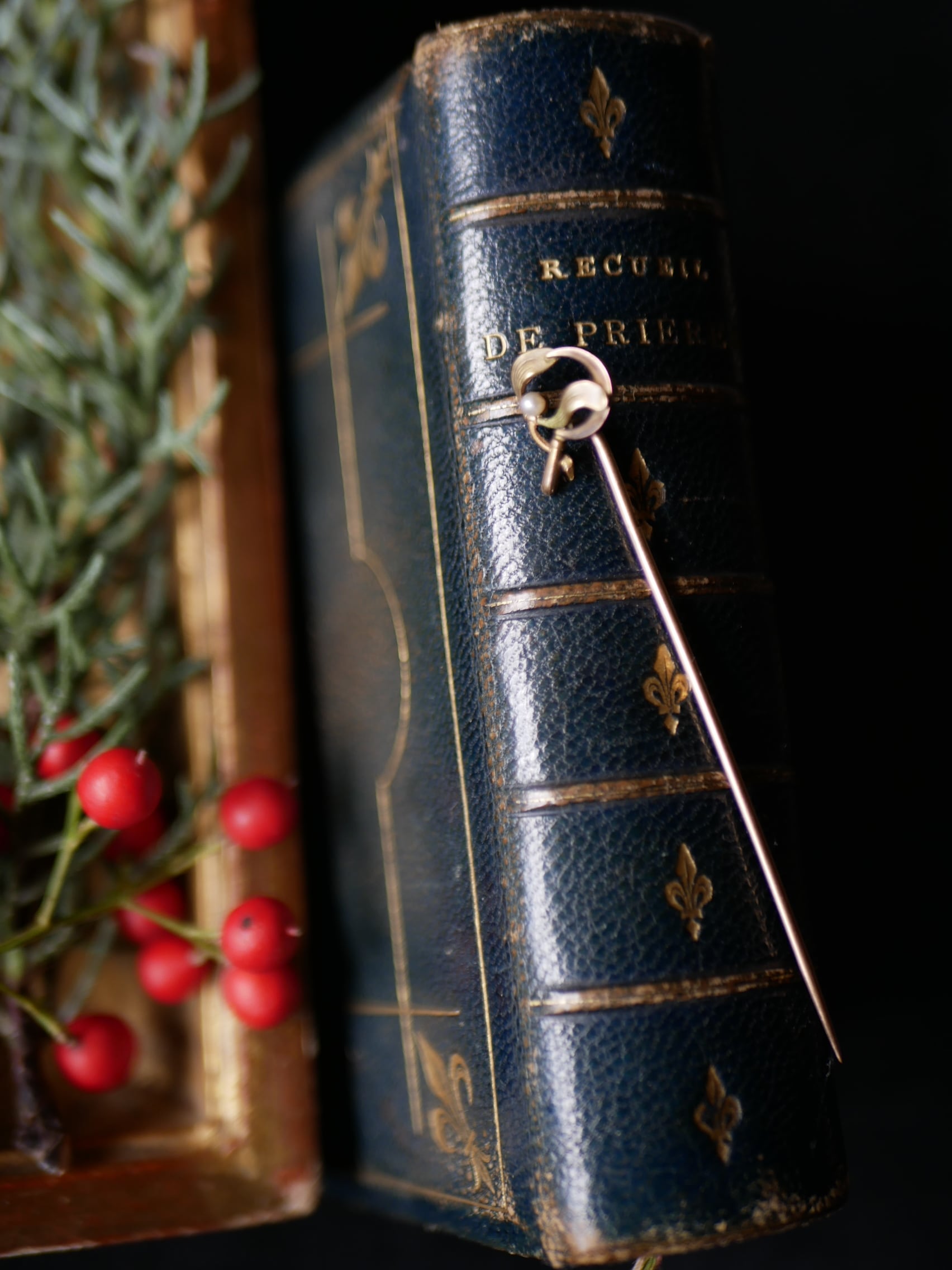 FIX 宿り木 ハットピン フランスアンティーク ヴィンテージ ブロカント