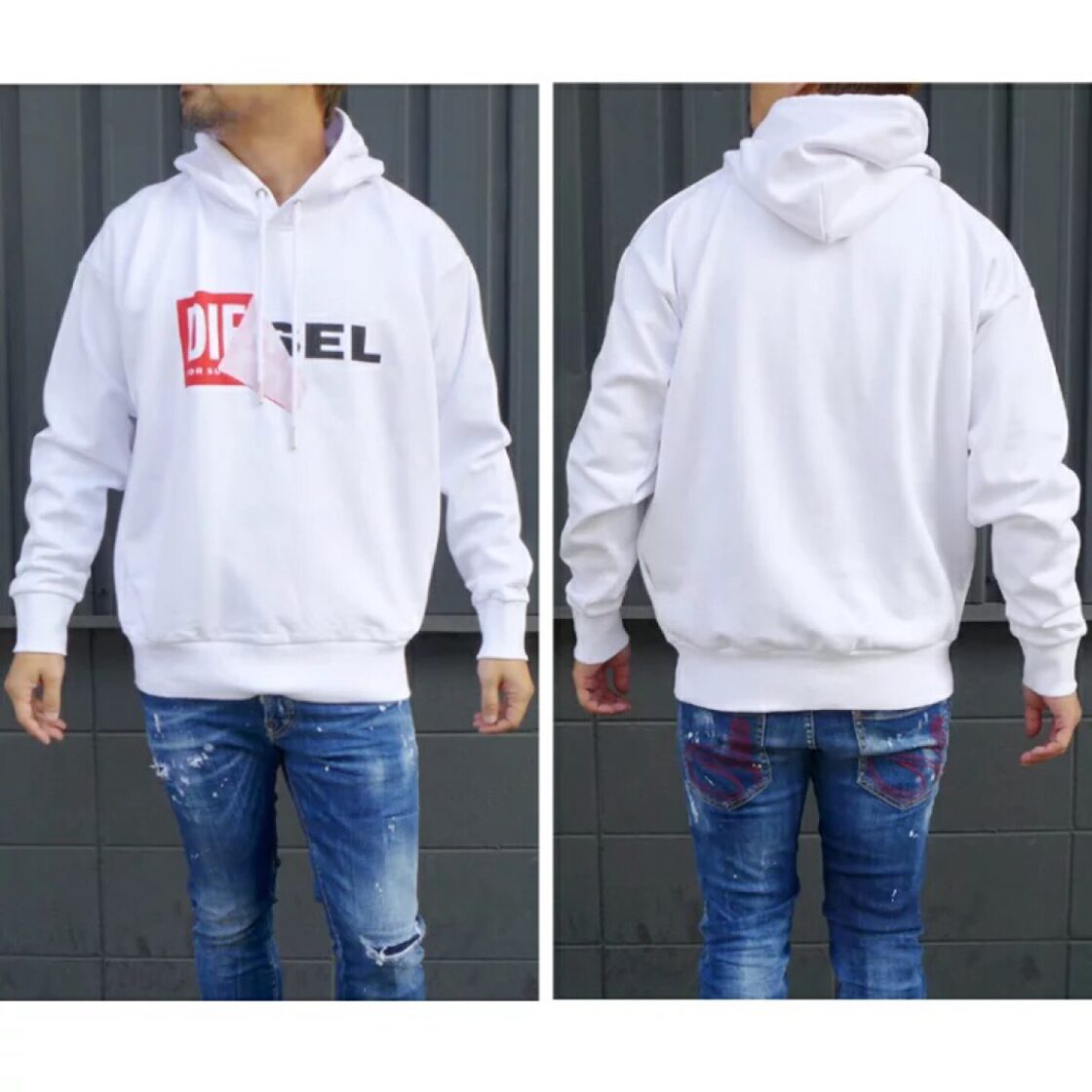 DIESEL パーカー XXL ロゴ S-ALBY プルオーバー ホワイト | Pay ID