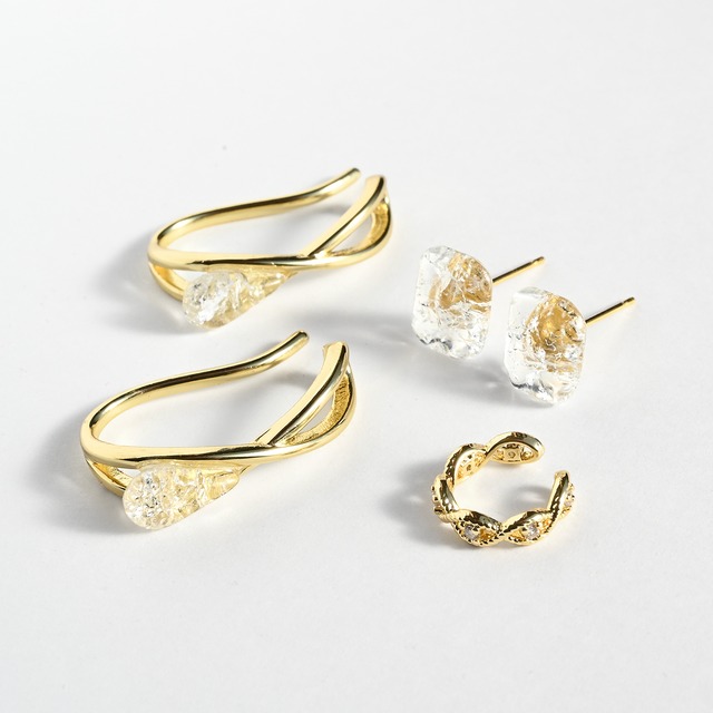 ［2026年福袋］ヴィンテージガラスのイヤーカフ＆ピアス／イヤリングのセット