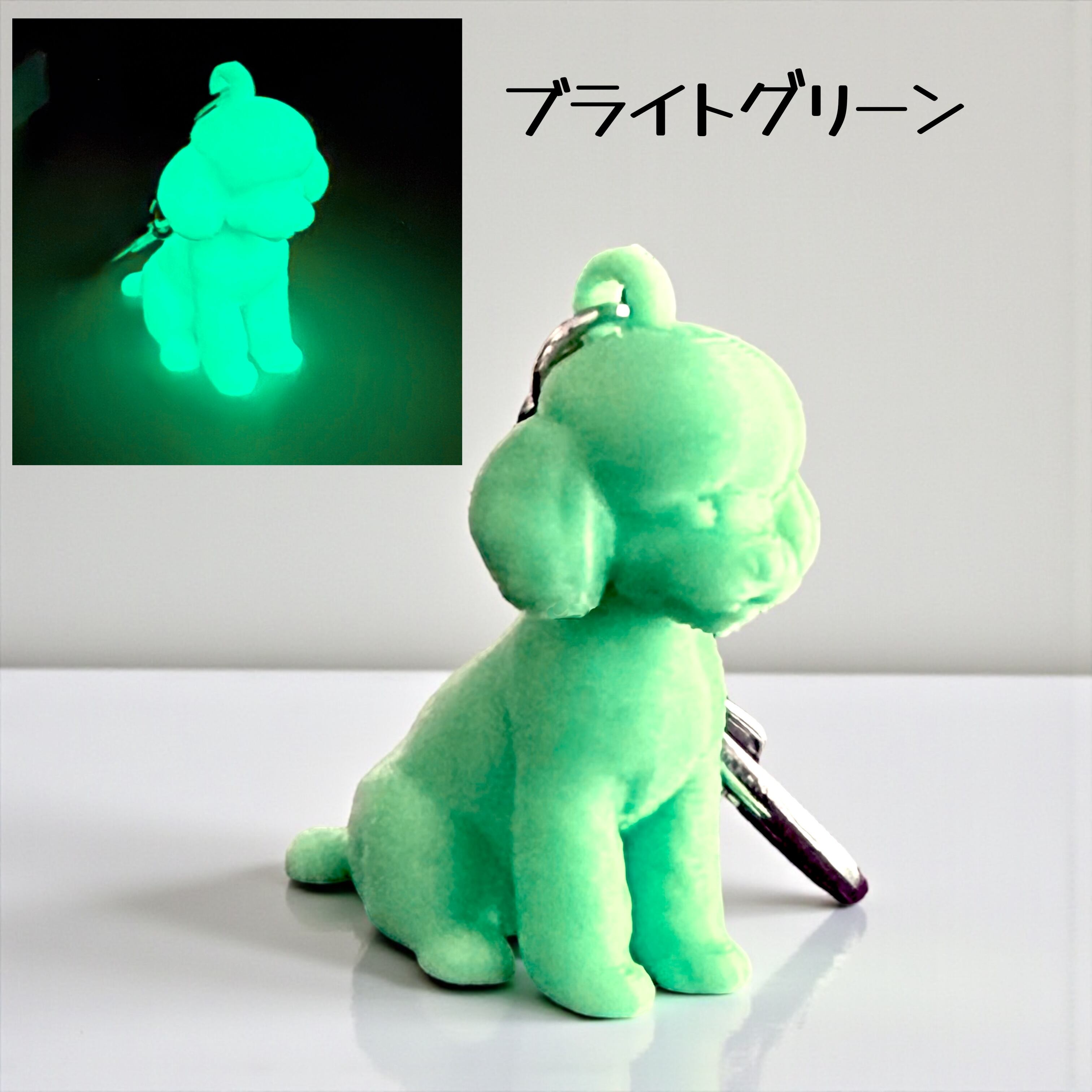 トイプードル mini3D蓄光（夜光）キーホルダー カラー5種類 蓄光樹脂