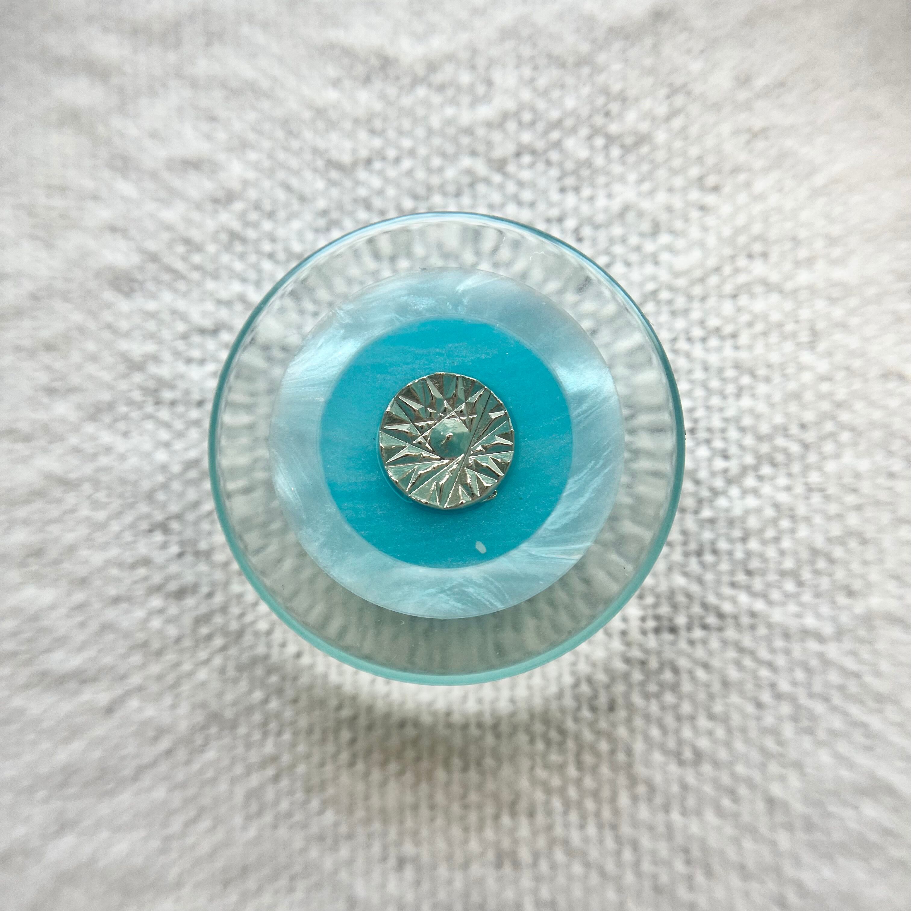 パステルブルー シルバーフラワー 23mm