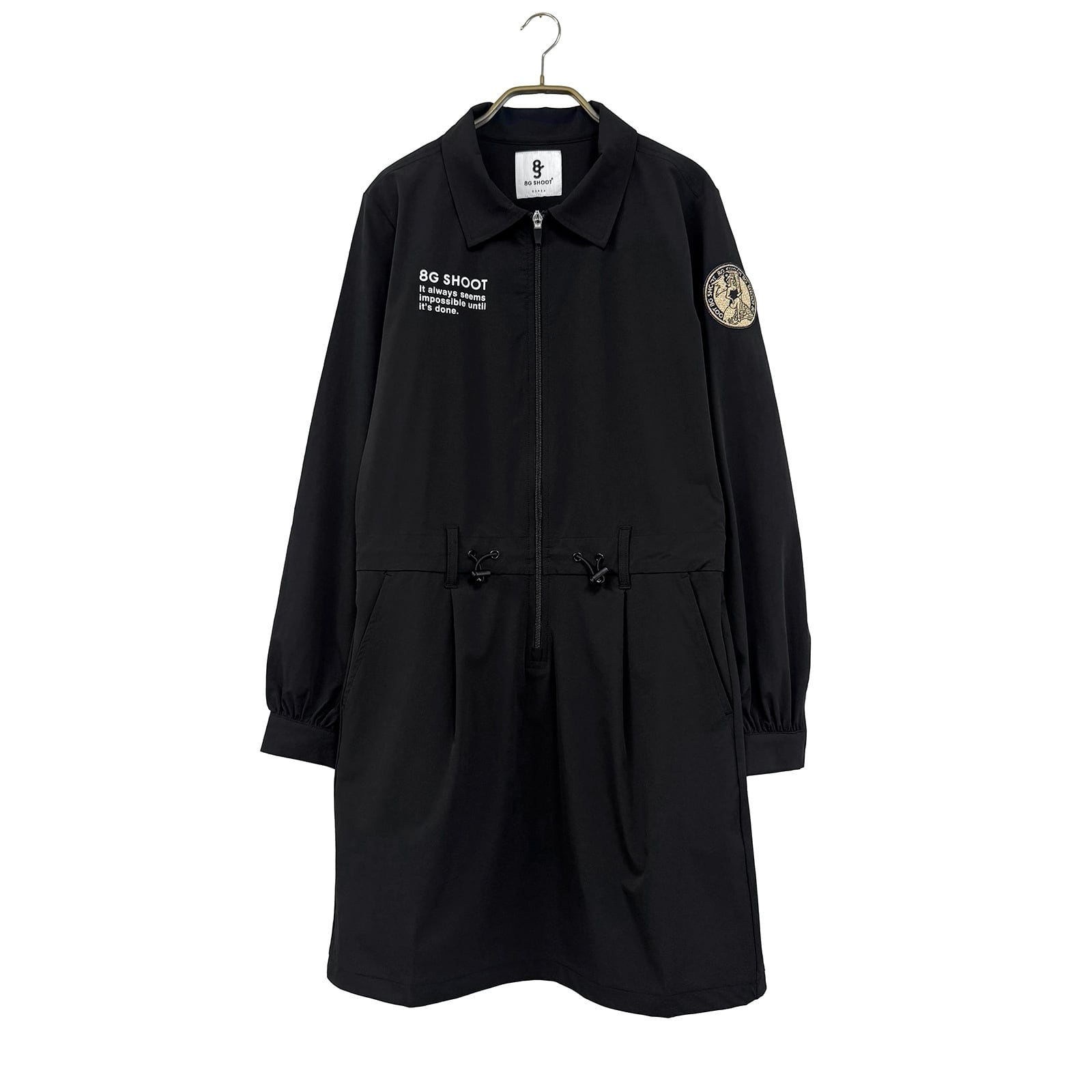 【WOMEN'S】8G POLO COLLAR DRESS -BLACK-