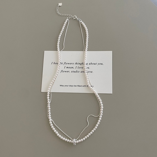 Double bead necklace ◇2colors 1872