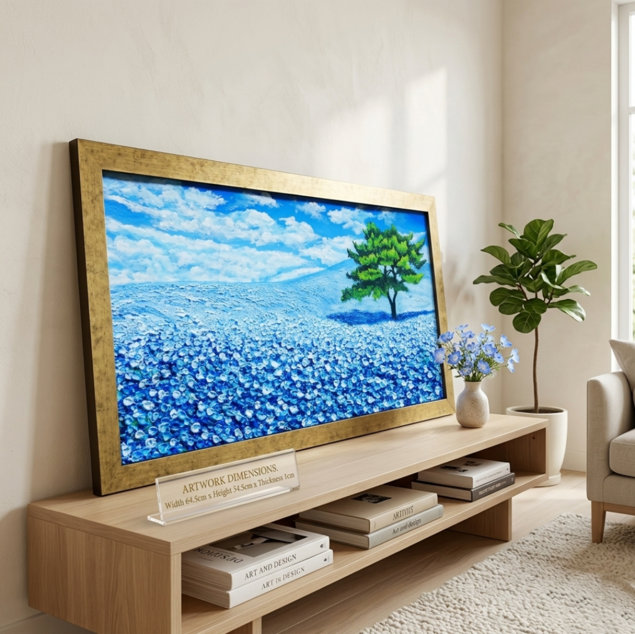 ネモフィラ 爽やかな青の楽園 油絵 原画【青の楽園：その先にある未来