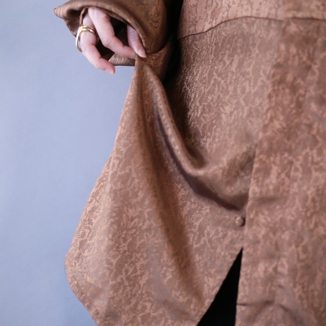 gloss fabric full graphic pattern super over silhouette shirt