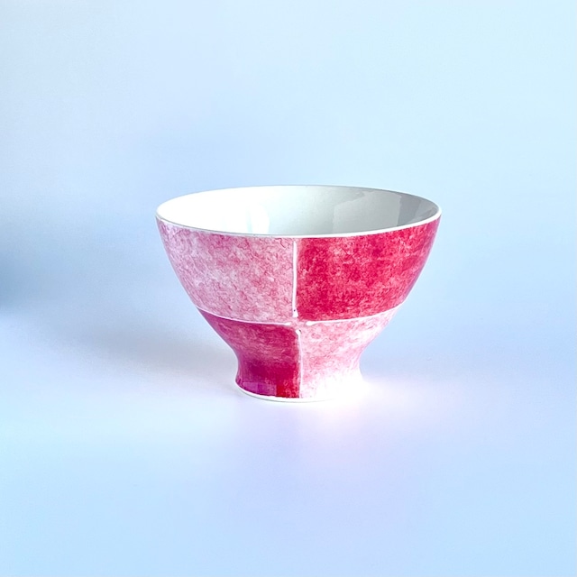 割市松(赤)　飯碗